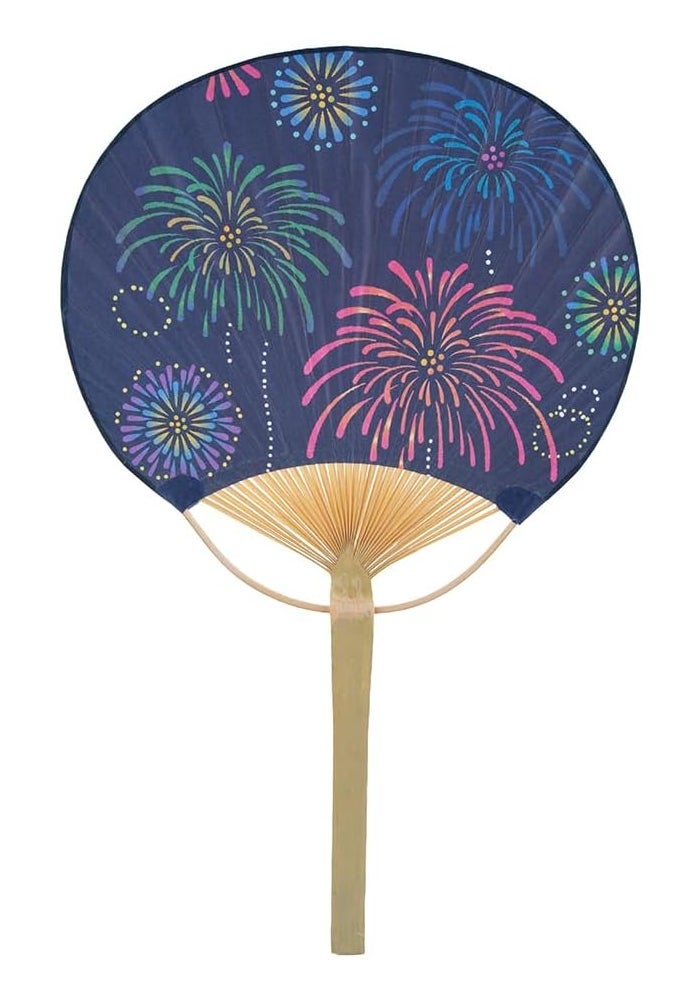 Daiso Fireworks Design Fan, Multicolor
